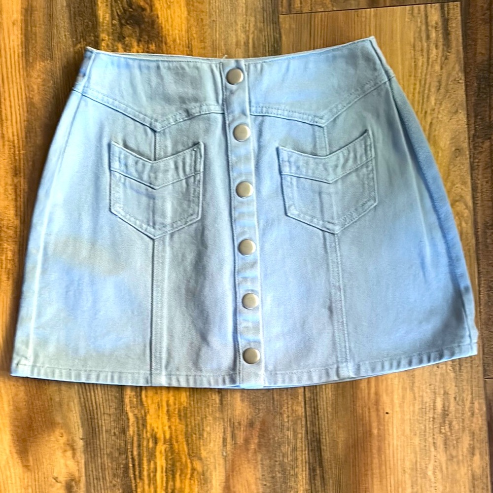 Kendall & Kylie Blue Button Mini Skirt